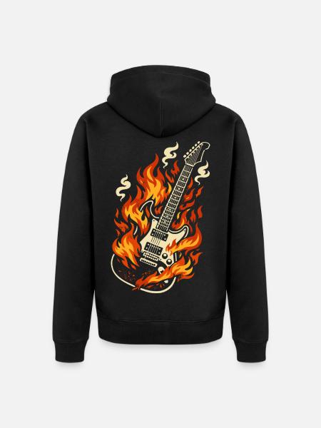 E-Gitarre Brennend Rock Geschenk - Unisex Premium Bio Zip Hoodie - Schwarz