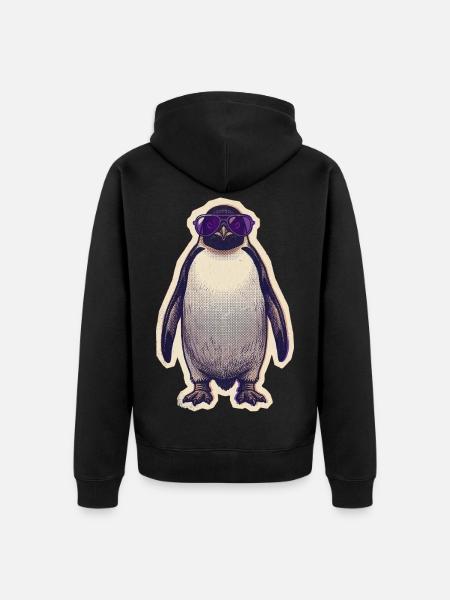 Penguin with sunglasses - Unisex Premium Organic Zip Hoodie - black