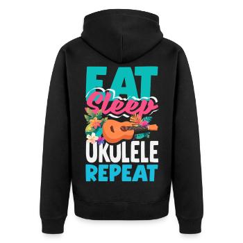 Mange Sommeil Ukulélé Répéter Musicien hawaïen drôle - Veste à capuche bio Premium Unisexe - noir - Dos - Nico (187cm)