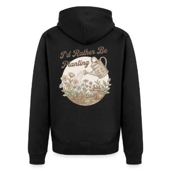 I Prefer Gardening Passion Vintage Garden - Unisex Premium Organic Zip Hoodie - black - Back - Nico (187cm)