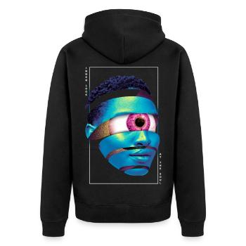 Visage Trippy Techno Psytrance EDM Rave Festival - Veste à capuche bio Premium Unisexe - noir - Dos - Nico (187cm)
