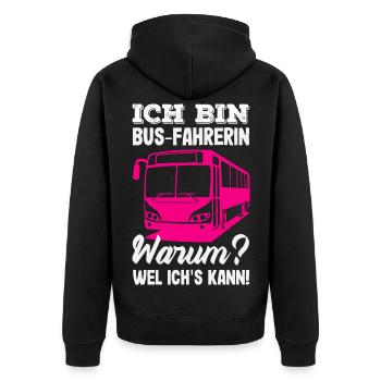Busfahrerin Warum Weil Ichs Kann - Unisex Premium Bio Zip Hoodie - Schwarz - Hinten - Nico (187cm)