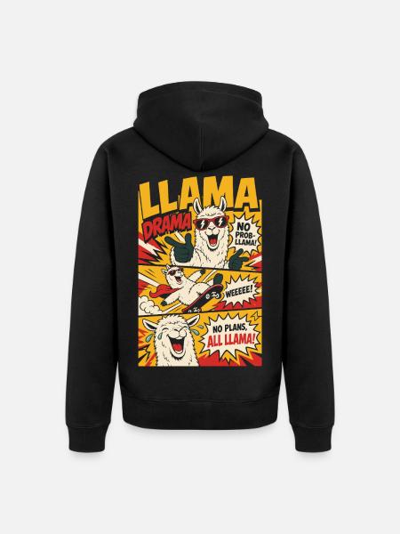 Llama Drama – No Prob-Llama Comic - Unisex Premium Bio Zip Hoodie - Schwarz