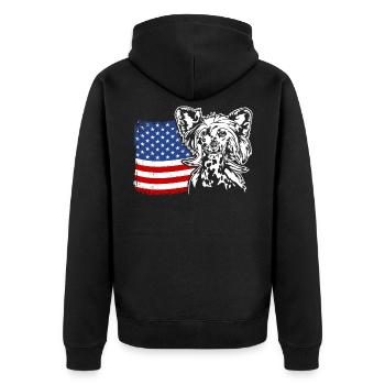 Chien chinois à crête US Amérique drapeau Wilsigns - Veste à capuche bio Premium Unisexe - noir - Dos - Nico (187cm)