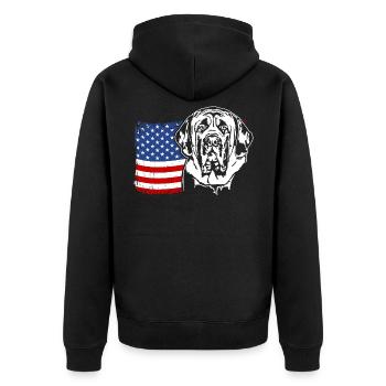 English Mastiff US America Flag Dogs Wilsigns - Unisex Premium Organic Zip Hoodie - black - Back - Nico (187cm)