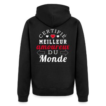 Certifié meilleur amoureux du monde - Veste à capuche bio Premium Unisexe - noir - Dos - Nico (187cm)