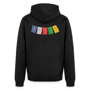 OM MA NI PADME HUM - Prayer Flags 5 - Unisex Premium Bio Zip Hoodie - Schwarz - Hinten - Nico (187cm)