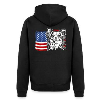 Chihuahua US Amérique Drapeau Chiens Chien Wilsigns - Veste à capuche bio Premium Unisexe - noir - Dos - Nico (187cm)