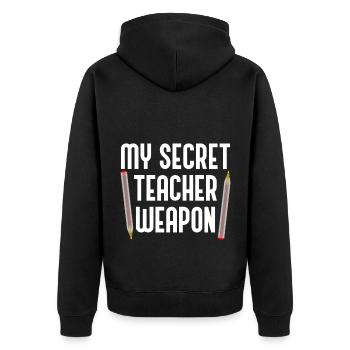 Roter Stift Korrektur Englisch Lehrer Ironie - Unisex Premium Bio Zip Hoodie - Schwarz - Hinten - Nico (187cm)