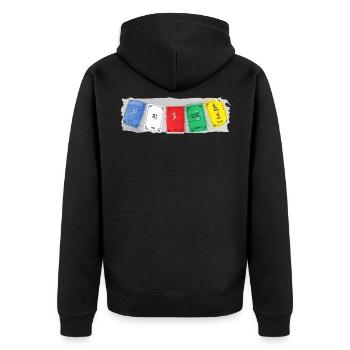 OM MA NI PADME HUM - Prayer Flags 3 - Unisex Premium Bio Zip Hoodie - Schwarz - Hinten - Nico (187cm)