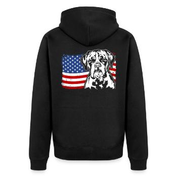 Boxer US Amérique Drapeau Chiens Chien Wilsigns - Veste à capuche bio Premium Unisexe - noir - Dos - Nico (187cm)