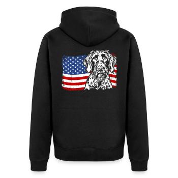 Allemand à poil dur US Amérique drapeau chiens Wilsigns - Veste à capuche bio Premium Unisexe - noir - Dos - Nico (187cm)