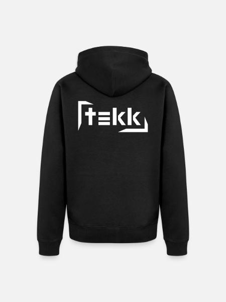 Hardtekk - Tekk - Techno - Tekk Schriftzug - Premium økologisk unisex-hættejakke - sort