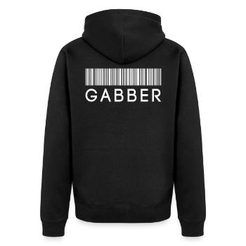 Gabber Wear Uptempo Gabber outfit - Unisex Premium Organic Zip Hoodie - black - Back - Nico (187cm)