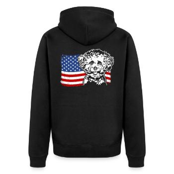 Bichon frisé US Amérique Drapeau Chiens Chien Wilsigns - Veste à capuche bio Premium Unisexe - noir - Dos - Nico (187cm)