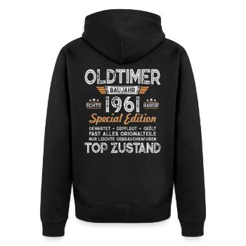1961 Jahrgang geboren Oldtimer Geburtstag Geschenk - Unisex Premium Bio Zip Hoodie - Schwarz - Hinten - Nico (187cm)