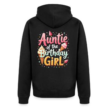 Auntie Of The Birthday Day Girl Party Titi Auntie - Unisex Premium Organic Zip Hoodie - black - Back - Nico (187cm)