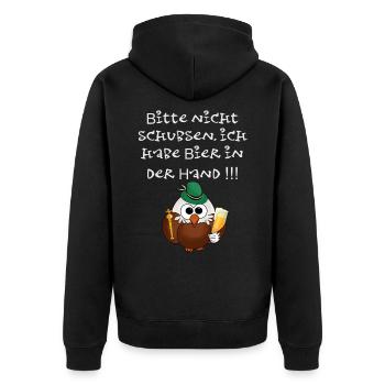 Schützenfest - bitte nicht schubsen,lustiger Vogel - Unisex Premium Bio Zip Hoodie - Schwarz - Hinten - Nico (187cm)