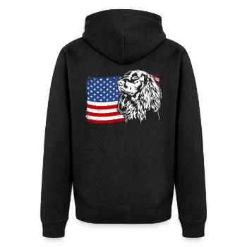 German Longhair US America Flag Dogs Wilsigns - Unisex Premium Organic Zip Hoodie - black - Back - Nico (187cm)