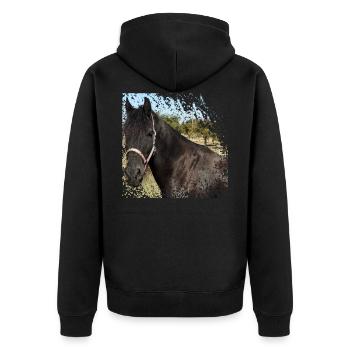 Who does not want to ride on this horse? - Unisex Premium Organic Zip Hoodie - black - Back - Nico (187cm)