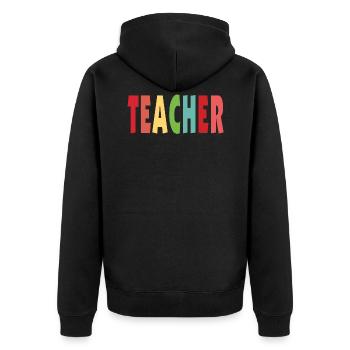Teacher enrollment teach teaching gift - Unisex Premium Organic Zip Hoodie - black - Back - Nico (187cm)