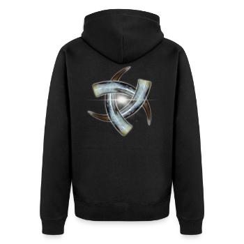 Odin-Symbol - Unisex Premium Bio Zip Hoodie - Schwarz - Hinten - Nico (187cm)