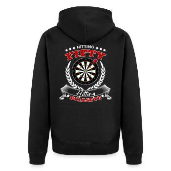 50 Geburtstag Darts Dartspieler Geschenkidee rund - Unisex Premium Bio Zip Hoodie - Schwarz - Hinten - Nico (187cm)