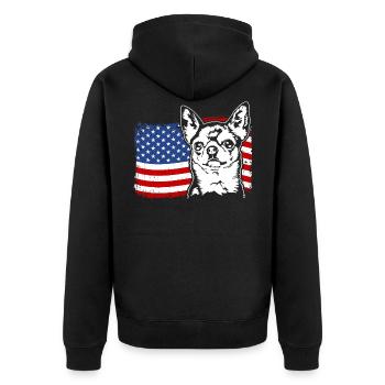 Chihuahua US Amérique Drapeau Chiens Chien Wilsigns - Veste à capuche bio Premium Unisexe - noir - Dos - Nico (187cm)