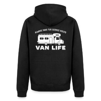 Van Life Vintage - Unisex Premium Organic Zip Hoodie - black - Back - Nico (187cm)