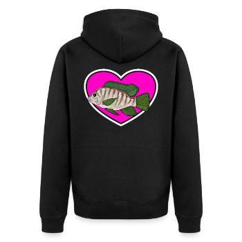 Perch Heart Aime la pêche - Veste à capuche bio Premium Unisexe - noir - Dos - Nico (187cm)