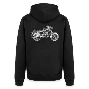 MZ TS 250/1 - Ostalgie - Unisex Premium Bio Zip Hoodie - Schwarz - Hinten - Nico (187cm)