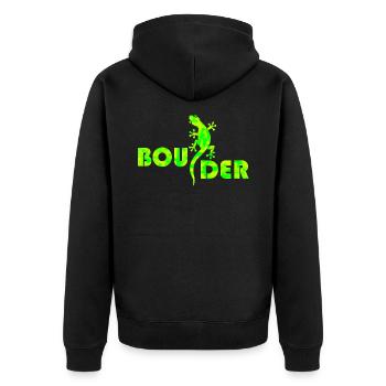 Bouldering - Unisex Premium Organic Zip Hoodie - black - Back - Nico (187cm)