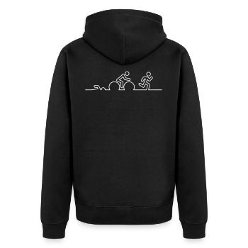 Triathlon, natation, cyclisme et course à pied. - Veste à capuche bio Premium Unisexe - noir - Dos - Nico (187cm)