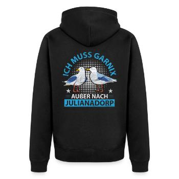 Julianadorp Niederlande Strand Möwen - Unisex Premium Bio Zip Hoodie - Schwarz - Hinten - Nico (187cm)