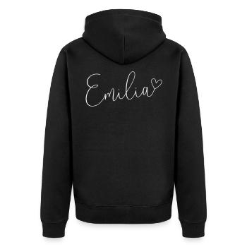 Emilia Name Prénom Fille - Veste à capuche bio Premium Unisexe - noir - Dos - Nico (187cm)