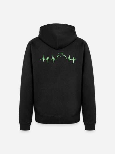 Heartbeat - Bauer - Edition green - Unisex Premium Organic Zip Hoodie - black