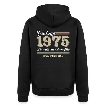 1975 année de naissance et cadeau d'anniversaire d - Veste à capuche bio Premium Unisexe - noir - Dos - Nico (187cm)