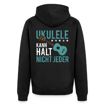 Ukulele kleine Gitarre Ukulelist - Unisex Premium Bio Zip Hoodie - Schwarz - Hinten - Nico (187cm)