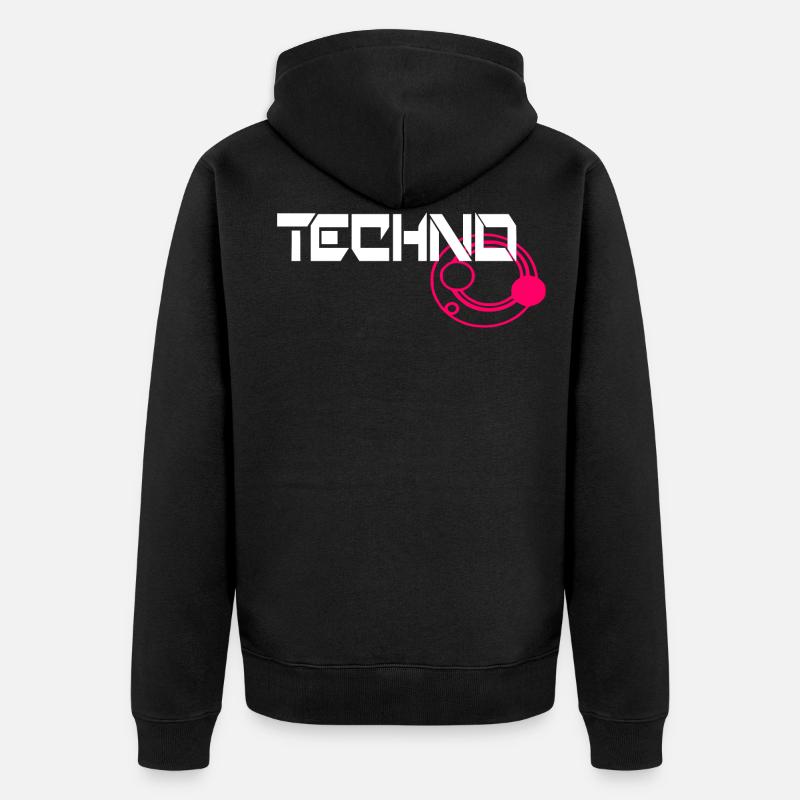 Techno Music Music Patch Design - Veste à capuche bio Premium Unisexe - noir