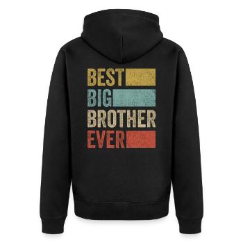 Best Big Brother Gift Sibling - Unisex Premium Organic Zip Hoodie - black - Back - Nico (187cm)