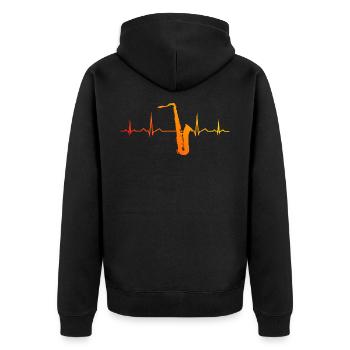 Saxofon Saxophonistin Damen Saxophon Saxophonist - Unisex Premium Bio Zip Hoodie - Schwarz - Hinten - Nico (187cm)