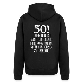 50. Geburtstag Mann Frau Männer 50 Jahre Geschenk - Unisex Premium Bio Zip Hoodie - Schwarz - Hinten - Nico (187cm)