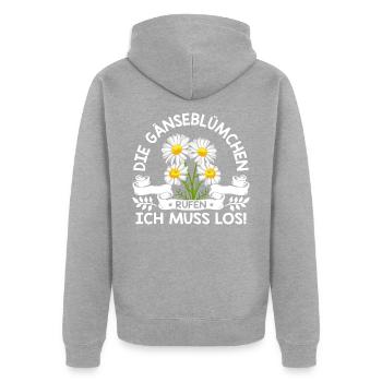 Gänseblümchen rufen Maßliebchen Blume - Unisex Premium Bio Zip Hoodie - Grau meliert - Hinten - Nico (187cm)