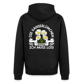 Gänseblümchen rufen Maßliebchen Blume - Unisex Premium Bio Zip Hoodie - Schwarz - Hinten - Nico (187cm)