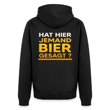 Bier Bierologe Männertag - Unisex Premium Bio Zip Hoodie - Schwarz - Hinten - Nico (187cm)