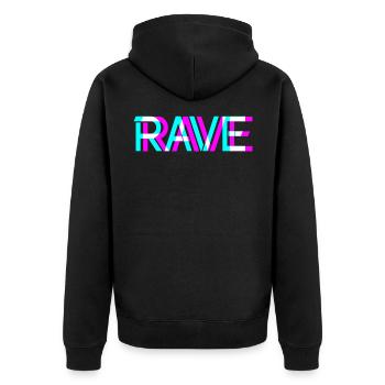 Techno - Musique techno - Rave - Raver - Festival - Veste à capuche bio Premium Unisexe - noir - Dos - Nico (187cm)