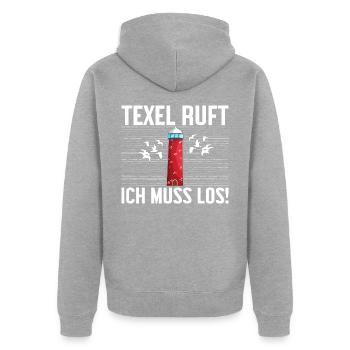 Texel Holland Leuchtturm - Unisex Premium Bio Zip Hoodie - Grau meliert - Hinten - Nico (187cm)