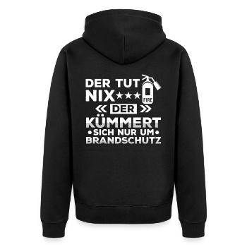 randschutzbeauftragter Brandschutz - Unisex Premium Bio Zip Hoodie - Schwarz - Hinten - Nico (187cm)