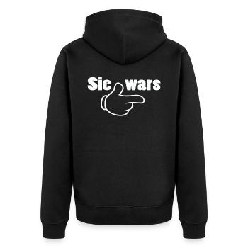 Sie wars Partnershirt Geschwister Zwillinge - Unisex Premium Bio Zip Hoodie - Schwarz - Hinten - Nico (187cm)