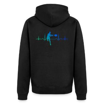 Herren Tennisspieler Damen Tennisspielen Tennis - Unisex Premium Bio Zip Hoodie - Schwarz - Hinten - Nico (187cm)